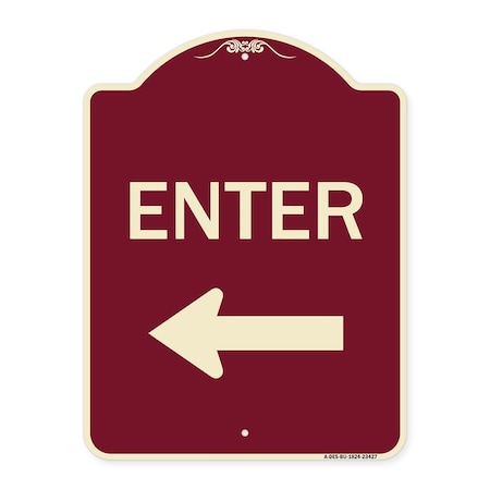 Signmission Parking Lot Enter Left Arrow Heavy-Gauge Aluminum Architectural Sign, 24" x 18", BU-1824-23427 A-DES-BU-1824-23427